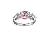 Pink Cubic Zirconia Platinum Over Sterling Silver October Birthstone Ring 5.62ctw