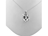 Crystal Quartz Rhodium Over Sterling Silver Pendant With Chain 20.00ctw