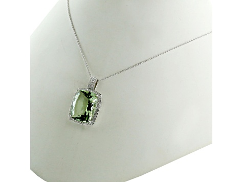 Prasiolite Rhodium Over Sterling Silver Pendant With Chain 20.00ctw