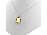 Yellow Citrine Rhodium Over Sterling Silver Pendant With Chain 20.00ctw