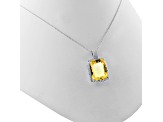 Yellow Citrine Rhodium Over Sterling Silver Pendant With Chain 20.00ctw