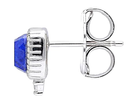 Judith Ripka 5mm Lapis Lazuli With Bella Luce® Rhodium Over Sterling Silver Stud Earrings