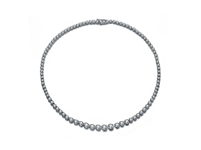 Clear Cubic Zirconia, Rhodium Plated over Sterling Silver Tennis Necklace