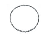 Clear Cubic Zirconia, Rhodium Plated over Sterling Silver Tennis Necklace