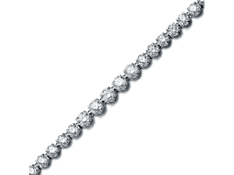 Clear Cubic Zirconia, Rhodium Plated over Sterling Silver Tennis Necklace