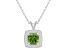 7mm Cushion Peridot 1/7 ctw Diamond Rhodium Over Sterling Silver Halo Pendant with Chain