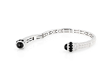 Judith Ripka 6.05ctw Onyx and 1.00ctw Bella Luce® Rhodium Over Sterling Silver Cuff Bracelet