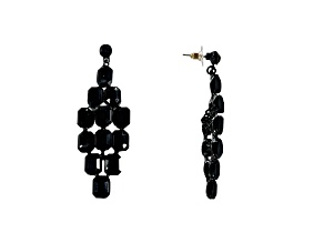 Off Park® Collection, Jet Black Crystal Graduated Chandelier Earrings.