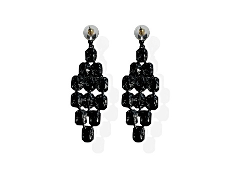 Off Park® Collection, Jet Black Crystal Graduated Chandelier Earrings.