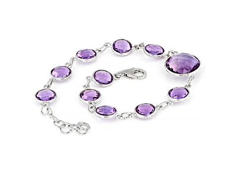 Round Amethyst Sterling Silver bracelet 23ctw