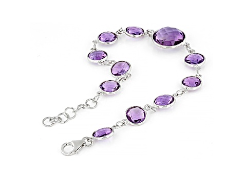 Round Amethyst Sterling Silver bracelet 23ctw