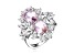 Morganite Cubic Zirconia, Rhodium Plated over Sterling Silver Cocktail Ring