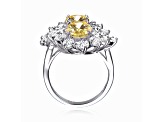 Yellow Cubic Zirconia, Rhodium Plated over Sterling Silver Cocktail Ring