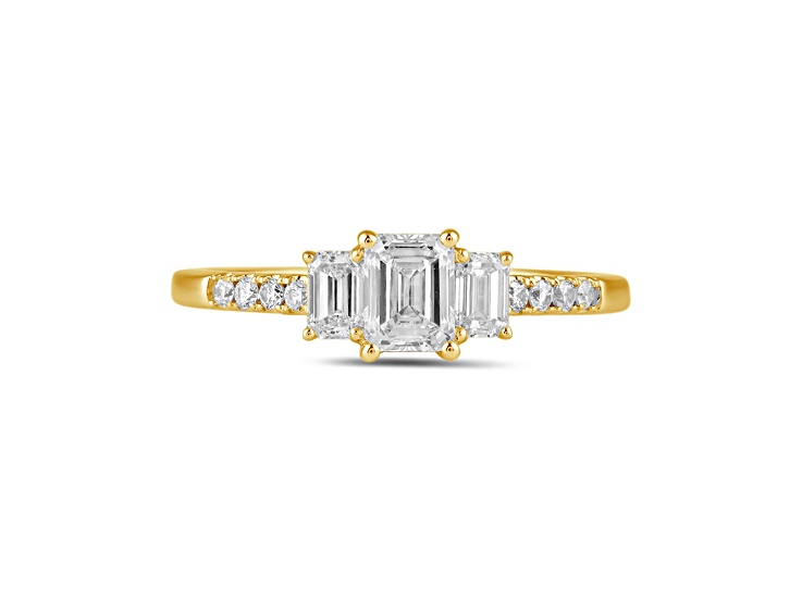 Lab Grown Diamond Ring 14k Yellow Gold 1.00ctw Three-stone Ring