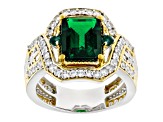 Chrome Diopside Rhodium & 24k Yellow Gold Over Palladium Sterling Silver Ring 4.18ctw