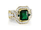 Chrome Diopside Rhodium & 24k Yellow Gold Over Palladium Sterling Silver Ring 4.18ctw