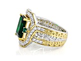 Chrome Diopside Rhodium & 24k Yellow Gold Over Palladium Sterling Silver Ring 4.18ctw