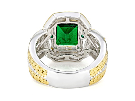 Chrome Diopside Rhodium & 24k Yellow Gold Over Palladium Sterling Silver Ring 4.18ctw
