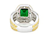 Chrome Diopside Rhodium & 24k Yellow Gold Over Palladium Sterling Silver Ring 4.18ctw