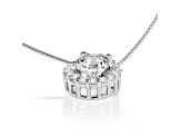 14K White Gold Necklace Round HaloCubic Zirconia Solitaire1.25CTW 16 Inch .60mm Box Link Chain