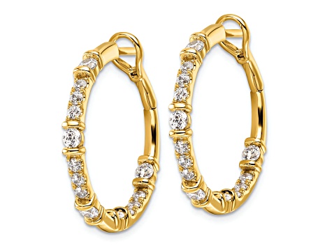14K Yellow Gold Lab Grown Diamond SI1/SI2, G H I, In and Out Hoop Earrings