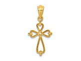 14K Yellow Gold Diamond Accented Cross Pendant