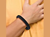 Black Leather and Stainless Steel Antiqued 8.25-inch Bracelet