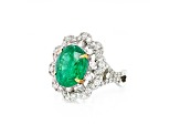 7.71 Ctw Emerald and 1.73 Ctw White Diamond Ring in 18K 2-Tone