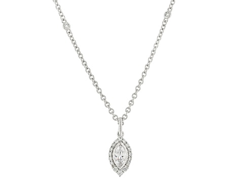 Judith Ripka 1.7ctw Bella Luce® Diamond Simulant Rhodium Over Sterling Silver Drop Necklace