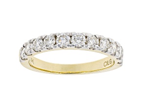 White Lab-Grown Diamond 14kt Yellow Gold Band Ring 1.00ctw
