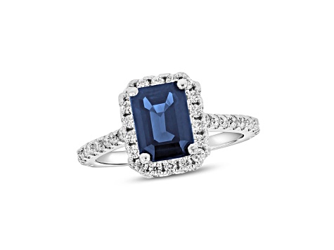 2.05ctw Sapphire and Diamond Ring in 14k White Gold