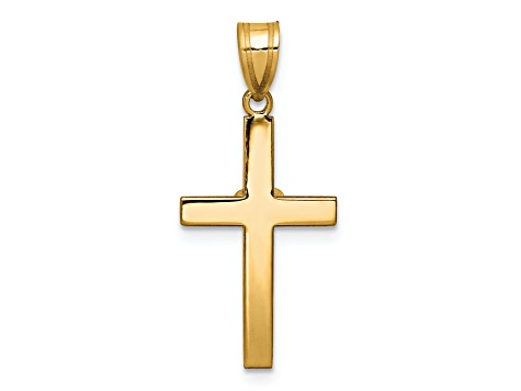 14k Yellow Gold and 14k White Gold Textured Heart Cross Pendant with Diamond