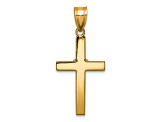 14k Yellow Gold and 14k White Gold Textured Heart Cross Pendant with Diamond