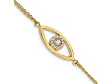 14k Yellow Gold I2/I-J Diamond Evil Eye 2 Strand Bracelet 0.13ctw