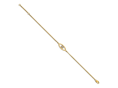 14k Yellow Gold I2/I-J Diamond Evil Eye 2 Strand Bracelet 0.13ctw