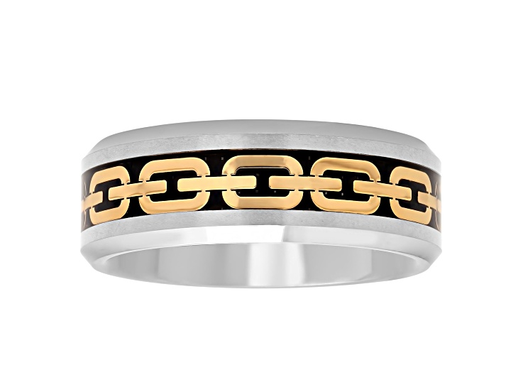 Tungsten Comfortâ„¢ Tungsten 8MM Chain Inlay Band