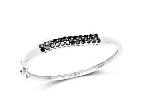 Black Diamond Rhodium Over Sterling Silver Round Double Row Bangle Bracelet 3.53ctw