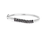 Black Diamond Rhodium Over Sterling Silver Round Double Row Bangle Bracelet 3.53ctw