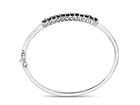 Black Diamond Rhodium Over Sterling Silver Round Double Row Bangle Bracelet 3.53ctw