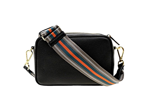 Prada Milano Black Leather Crossbody Bag Web Stripe Strap