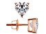 White Cubic Zirconia 14k Rose Gold Heart Studs With Velvet Gift Box 1.50ctw