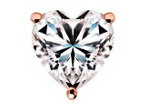 White Cubic Zirconia 14k Rose Gold Heart Studs With Velvet Gift Box 1.50ctw