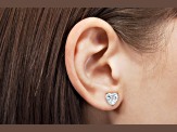 White Cubic Zirconia 14k Rose Gold Heart Studs With Velvet Gift Box 1.50ctw