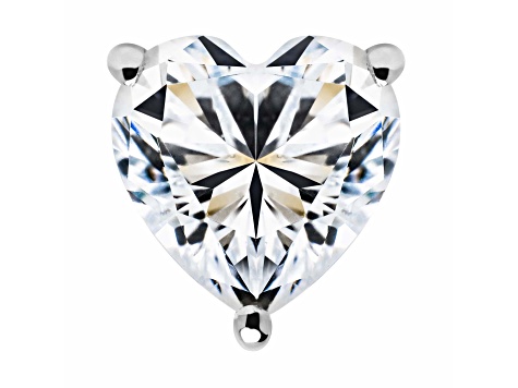 White Cubic Zirconia 14k White Gold Heart Studs With Velvet Gift Box 1.50ctw