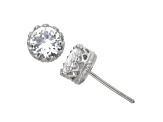 White Lab Created Sapphire Sterling Silver Stud Earrings 2.00ctw