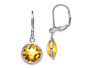 Sterling Silver Rhodium-plated Citrine Earrings