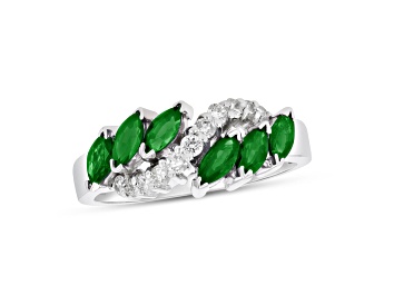 Picture of 1.15ctw Emerald and Diamond Ring in 14k White Gold