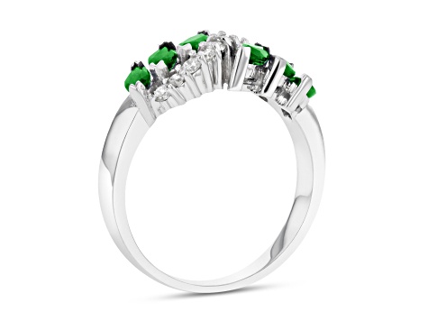 1.15ctw Emerald and Diamond Ring in 14k White Gold