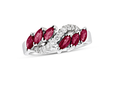 1.25ctw Marquise Ruby and Diamond Ring in 14k White Gold
