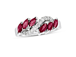 1.25ctw Marquise Ruby and Diamond Ring in 14k White Gold
